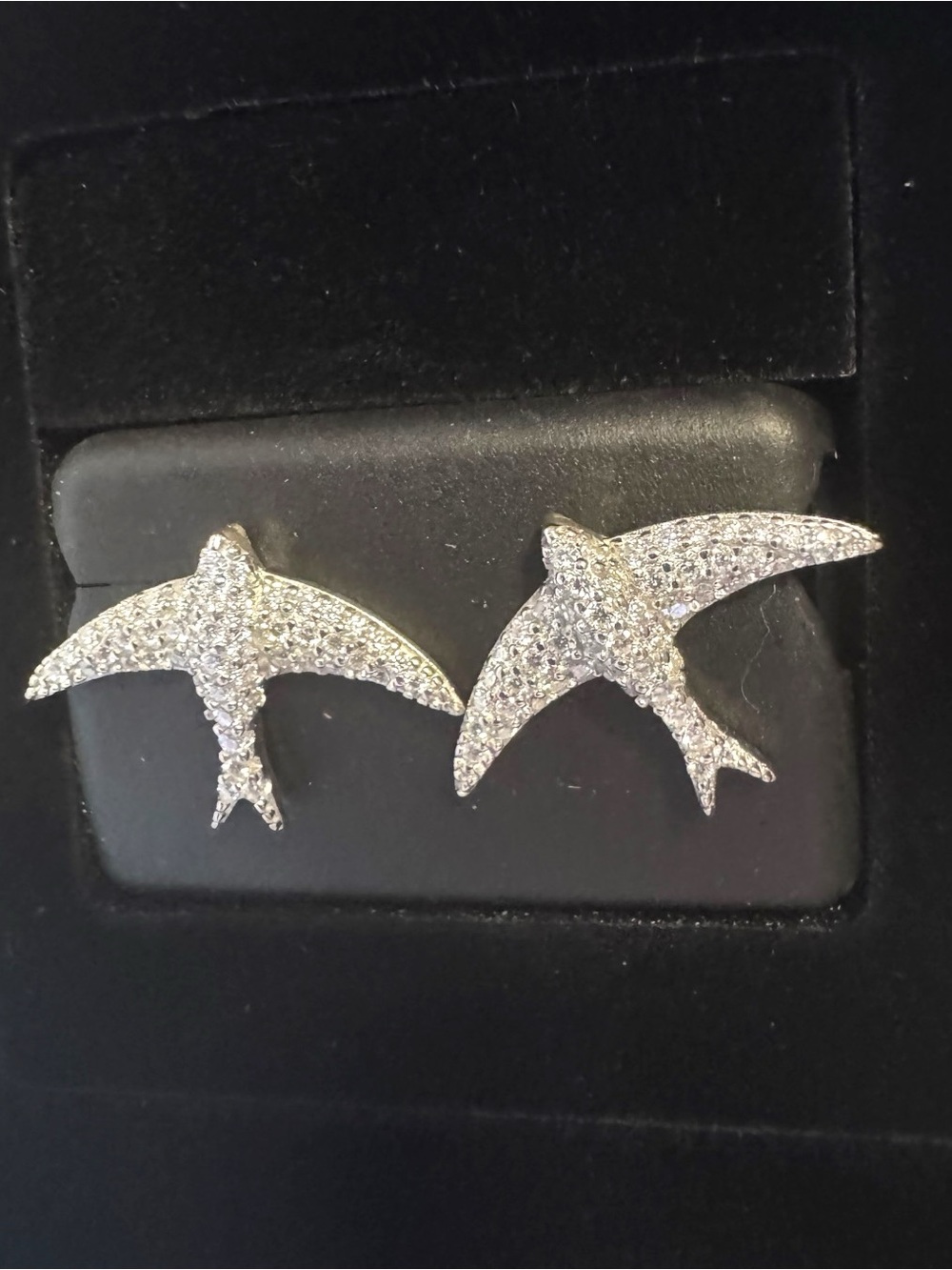 Moissanite Swallow Bird Stud Earrings 0.75 CTW Pavé Sparkle NWT